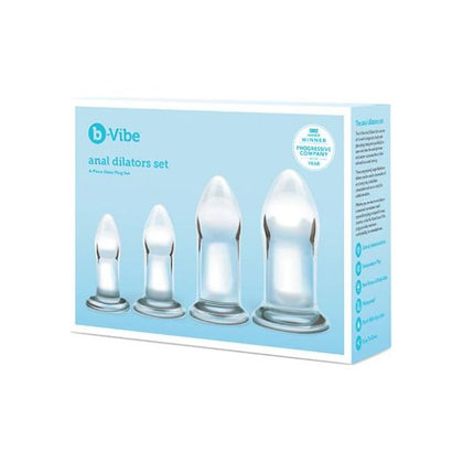 b-Vibe Glass Anal Dilator 4 Pc Set - Premium Anal Training Kit for All Genders - Model BD-4 - Explore Sensational Anal Pleasure - Clear