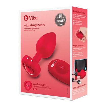 b-Vibe Vibrating Heart Plug M/L - Red: The Ultimate Remote Control Pleasure Toy for Couples - Adult Naughty Store