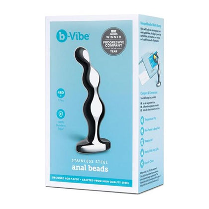 Introducing the Exquisite b-Vibe Stainless Steel Anal Beads - Model #XJ-2000 - Designed for Ultimate Pleasure and Exploration - For All Genders - Sensual Steel Delight - Opulent Onyx