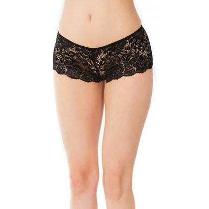 Coquette Lingerie Low Rise Scallop Lace Booty Shorts Black O-S Women's Intimate Pleasure Size 6-12