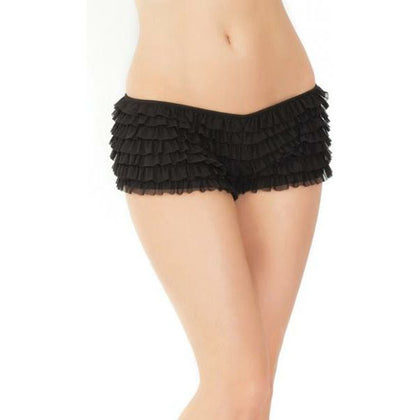 Coquette International Black Ruffle Shorts with Back Bow Detail - Model RS-BBD-001 - Women's Plus Size OS/XL (170-200 lbs) - Waist 32-40