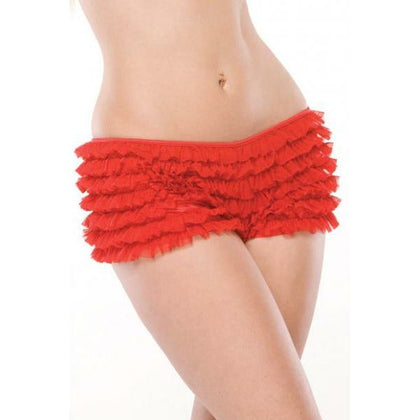 Coquette International Red Ruffle Shorts with Back Bow Detail - Model RS-1001 - Women's Intimate Apparel - Sensual Pleasure - One Size Fits Most (28