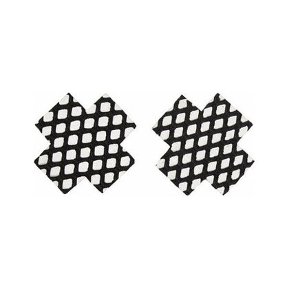 Coquette International Fishnet Cross Pasties - Black, O-S, Single Use, Cross Shaped Flat Nipple Covers