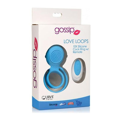 Curve Toys Gossip Love Loops 10X Silicone Cock Ring w/Remote - Azure: The Ultimate Pleasure Enhancer for Couples