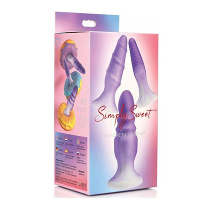 Curve Toys Simply Sweet Silicone Butt Plug Set - Model SSBP-001 - Unisex Anal Pleasure - Purple - Adult Naughty Store