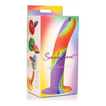 Curve Toys Simply Sweet Rainbow Silicone Dildo - FIRMflex Model 3: Gender-Neutral Anal Stimulator in Vibrant Rainbow 🌈