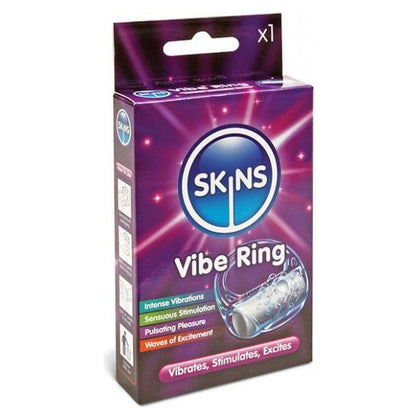 Skins Vibrating Ring Retail Pack - Powerful Intimate Pleasure Enhancer for Couples - Model SVR-5000 - Male and Female - Intense Stimulation for Enhanced Pleasure - Deep Blue