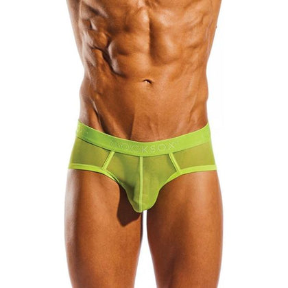 Cocksox CX76ME Mesh Contour Pouch Sports Brief - Citrus Green, Men's Breathable Underwear, Size Small