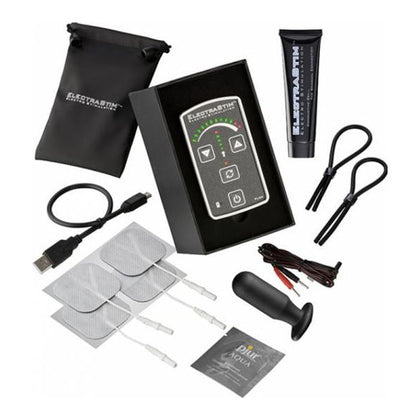 Electrastim Flick EM60-M Multipack: Rechargeable Single Channel Stimulator with Electrodes, Noir Aura Probe, ElectraPads, and ElectraLoops - Ultimate Pleasure Kit for Couples and Men's Solo Play