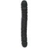 Sil A Gel Junior Veined Double Header Dong 12 Inch - Black - Ultimate Bendable Pleasure for All Genders
