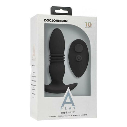 A-Play RISE Rechargeable Silicone Anal Plug with Remote Control - Model AR-1001 - Unisex Pleasure - Black - Adult Naughty Store