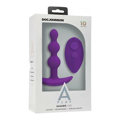 A-Play Shaker Rechargeable Silicone Anal Plug with Remote Control - Model AP-2001 - Unisex - Anal Pleasure - Purple - Adult Naughty Store