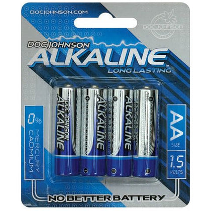 Doc Johnson Alkaline Batteries - AA 4 Pack for Vibrators and Adult Toys, Model AJ-AA4, Unisex Pleasure, Long-Lasting Power, Vibrant Pink