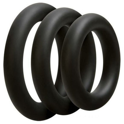 Optimale 3 Silicone C-Ring Set Thick - Black: The Ultimate Enhancer for Intense Pleasure and Stamina - Model O3SCRST-BLK - Adult Naughty Store