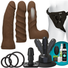 Doc Johnson Vac-U-lock Vibrating Dual Density Starter Set with Wireless Remote - Brown: The Ultimate Strap-On Experience for All Genders, Featuring Lifelike Attachments for Intense Pleasure - Adult Naughty Store