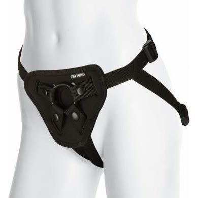 Vac-U-Lock Luxe Harness - Black Neoprene Adjustable Strap-On for Women and Men - Model LHX-69 - Compatible with All Vac-U-Lock Attachments - Open Crotch and Rear - Snap Front - Includes 2 O-Rings