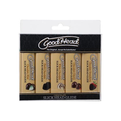 Introducing the GoodHead Chocolate Slick Head Glide - Assorted Flavors Pack of 5: A Decadent Delight for Smooth and Sensual Pleasure!