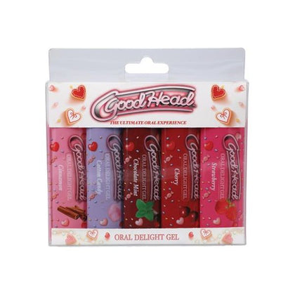 Doc Johnson GoodHead Oral Delight Gel Pack - 1 Oz - Strawberry, Cherry, Cotton Candy, Chocolate Mint, Cinnamon - Edible Oral-Sex Enhancer for Unforgettable Foreplay