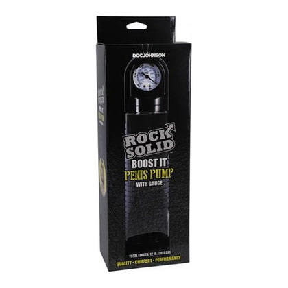 Rock Solid Boost It Penis Pump with Gauge - Ultimate Male Enhancement for Size and Stamina - Model RS-BIP-001 - For Men - Intense Pleasure and Performance - Clear