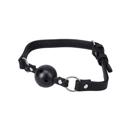 Introducing the LuxeLeather In A Bag Ball Gag - Model X1B - Unisex - Breathable Design - Black