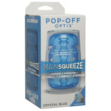 Main Squeeze Pop Off Optix - Crystal Blue Variable-Pressure Stroker for Men - Visual Pleasure and Discreet Satisfaction