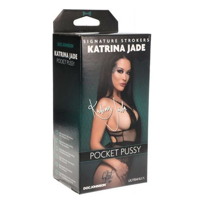 Katrina Jade Signature Strokers Ultraskyn Pocket Pussy - Realistic Male Masturbator for Intense Pleasure - Model KJ-001 - Male - Lifelike Textured Interior - Warm Touch - Ebony Black