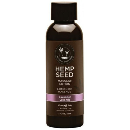 Earthly Body Hemp Seed Massage Lotion Lavender 2oz - Luxurious Deep Moisturizing Massage Lotion for Smooth and Nourished Skin - Adult Naughty Store