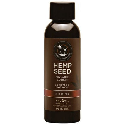 Earthly Body Hemp Seed Massage Lotion - Isle Of You 2oz: Sensual Citrus Coconut Vanilla Scented Nourishing Moisturizer for Deeply Relaxing Massages - Adult Naughty Store