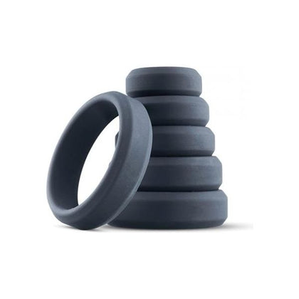 Introducing the Boners 6 Pc Wide Cock Ring Set - Black: Premium Silicone Rings for Ultimate Pleasure - Adult Naughty Store