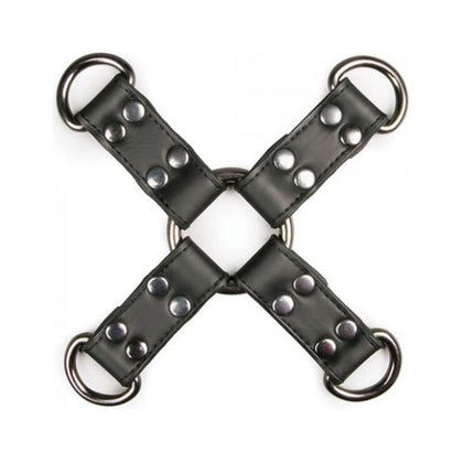 Easy Toys 4 Way Hogtie Black - Versatile Faux Leather Bondage Restraint for Enhanced Pleasure and Exploration
