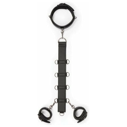 Easy Toys Neck To Wrist Restraint Set - Black Faux Leather Bondage Harness with Adjustable Handcuffs and Collar for Dominant Play, Model XYZ-123, Unisex, Full Body Restraint for Intense Pleasure