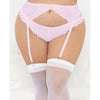 Escante Lace Romance Garterbelt - Model LRGB-1x/2x - Women's Plus Size Lingerie for Sensual Waist Embrace - Pink - Adult Naughty Store