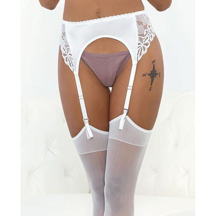 Escante Satin & Lace Garterbelt - Model SLM-001 - Women's White Medium Lingerie for Sensual Thigh-High Delights - Size 6-10 - Adult Naughty Store