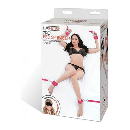 Lux Fetish Bed Spreader Set - Model LS-7X - Ultimate Bondage Restraint Kit for Couples - Hot Pink