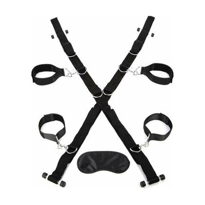 Masterful Pleasure: Over The Door Cross with 4 Universal Restraint Cuffs - Model X123 - Unisex - Versatile Positioning - Midnight Black