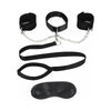 Lux Fetish Collar, Cuffs & Leash Set - BDSM Bondage Kit for Couples - Model LF-CCS-001 - Unisex - Restraint and Sensory Play - Black - Adult Naughty Store