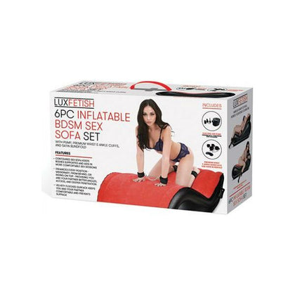 Lux Fetish Inflatable BDSM Sex Sofa Set - Model LS-6P, Unisex, Pleasure Enhancer, Black and Red