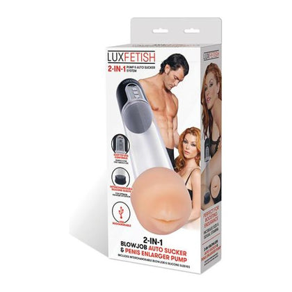 Lux Fetish 2-in-1 Blowjob Sucker & Penis Enlarger Pump - The Ultimate Pleasure Machine for Men, Enhancing Size and Sensation, Rechargeable, Clear Cylinder, Black
