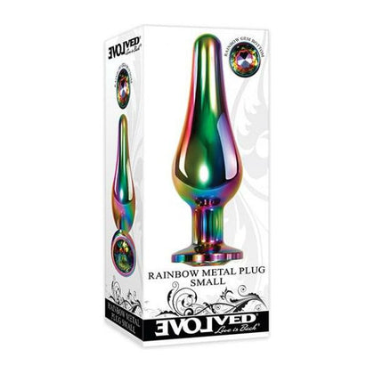 Evolved Rainbow Metal Plug - Small: The Ultimate Pleasure Enhancer for Anal Play, Model RP-1001, Unisex, Backdoor Pleasure, Vibrant Rainbow - Adult Naughty Store