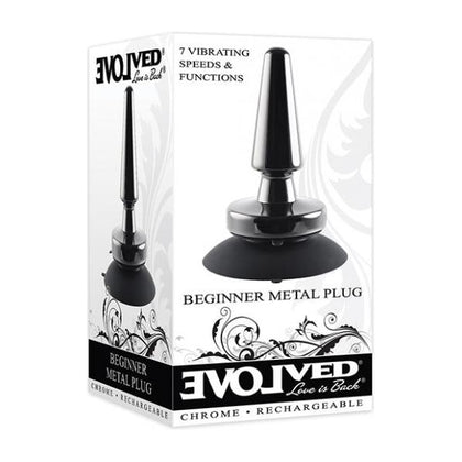 Evolved Novice Vibrating Rechargeable Metal Plug - Model EVN-001 - Unisex Anal Pleasure - Black - Adult Naughty Store