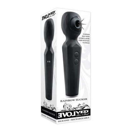 Evolved Rainbow Sucker Wand - Black: The Ultimate Dual-Function Vibrating and Suction Pleasure Wand for All Genders and Sensational Stimulation
