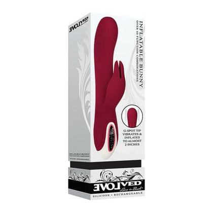 Evolved Inflatable Bunny Dual Stim Rechargeable - Burgundy - Adult Naughty Store