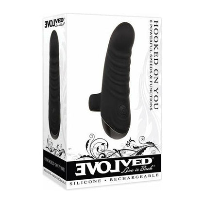 Evolved Hooked On You Curved Finger Vibrator - Model HOU-2001 - Unisex Pleasure - Black