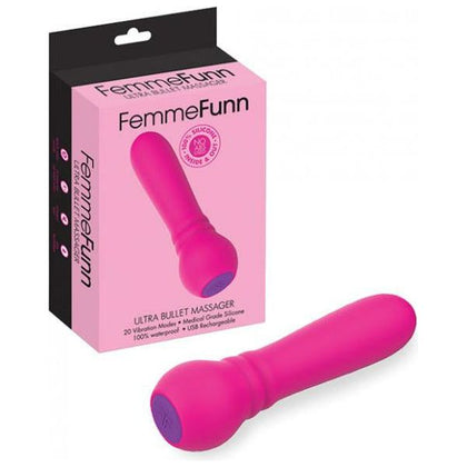 Femmefunn Ultra Bullet Massager - Powerful Silicone Mini Vibrator, Model UF-20, Pink, for Intense Pleasure
