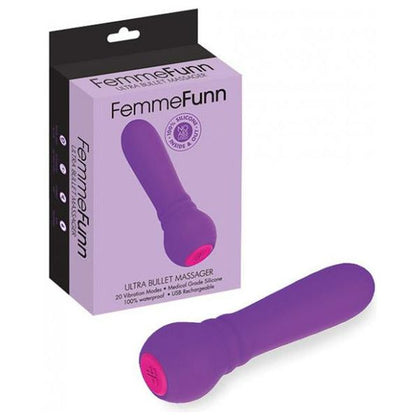 Femmefunn Ultra Bullet Massager Purple - Powerful Silicone Mini Massager for Intense Pleasure (Model FF-UBM-001)