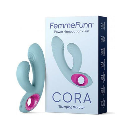 Femme Funn Cora Thumping Rabbit Vibrator - Model C10 - Female - Dual Stimulation - Light Blue