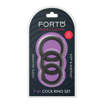 Forto F-61 Premium Silicone 3 Piece Cock Ring Set - Black: Enhance Pleasure and Performance for Men - Adult Naughty Store