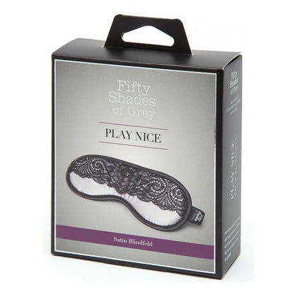Fifty Shades of Grey Play Nice Satin & Lace Blindfold - Sensual Silver Satin and Black Lace Sleep Mask for Enhanced Bondage Pleasure