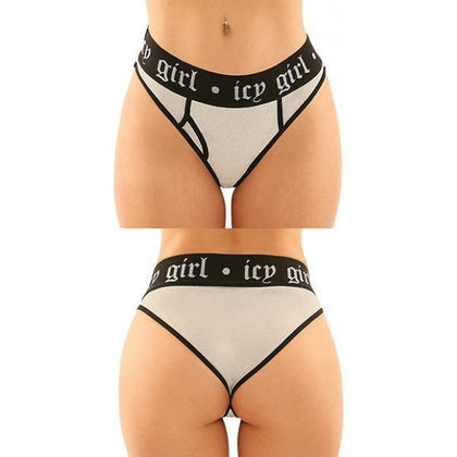 Introducing the Sensual Pleasure Vibes Buddy Pack: Icy Girl Metallic Boy Brief & Lace Thong in Black/Silver