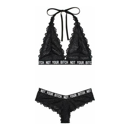 Fantasy Lingerie Vibes Not Your Bitch Lace Halter Bralette & Cheeky Panty Set - Model VNB-M-L - Women's Intimate Apparel for Sensual Comfort and Style - M/L, C/D